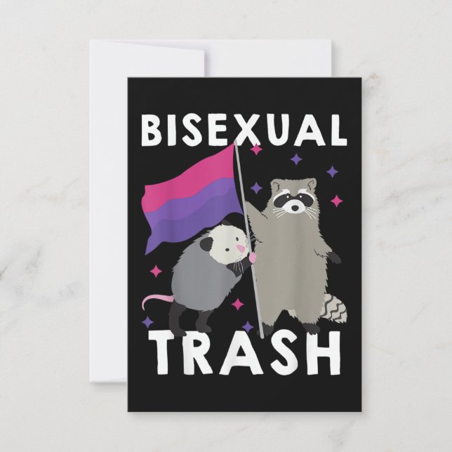 Bisexual Trash Gay Pride Rainbow LGBT Raccoon Note Card (Front)