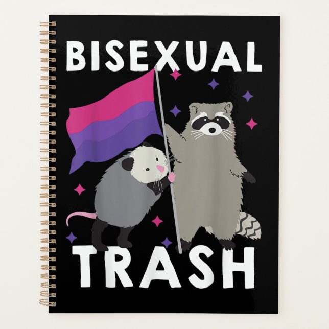 Bisexual Trash Gay Pride Rainbow LGBT Raccoon Planner (Front)