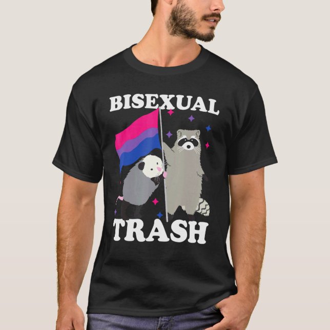Bisexual Trash Gay Pride Rainbow Lgbt Raccoon Poss T-Shirt (Front)