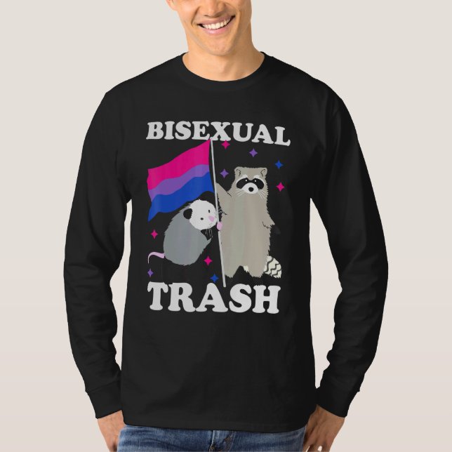 Bisexual Trash Gay Pride Rainbow Lgbt Raccoon Poss T-Shirt (Front)