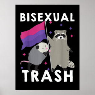 Bisexual Trash Gay Pride Rainbow LGBT Raccoon Poster