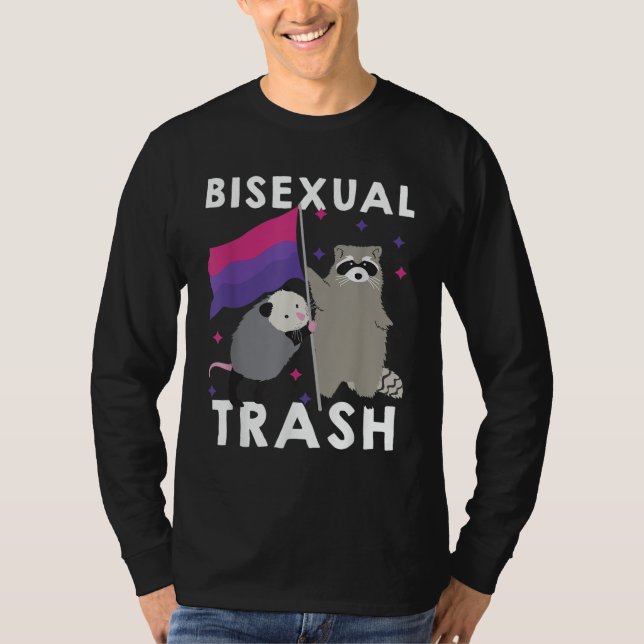 Bisexual Trash Gay Pride Rainbow LGBT Raccoon T-Shirt (Front)