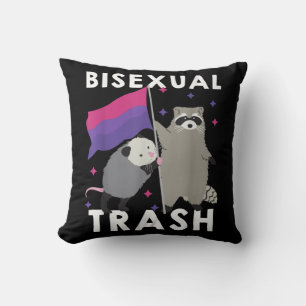 Bisexual Trash Gay Pride Rainbow LGBT Raccoon Throw Pillow