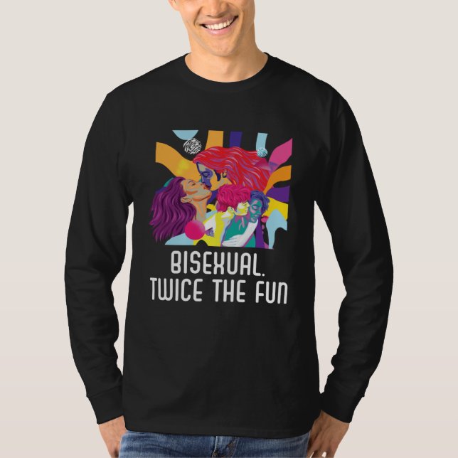 Bisexual Twice The Fun Rainbow Pride Bisexuality L T-Shirt (Front)
