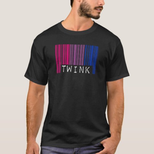 Bisexual Twink Barcode Bisexual Pride Flag Aesthet T_Shirt