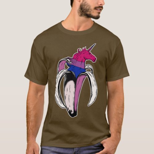 Bisexual Unicorn Banana LGBT Pride Flag T_Shirt