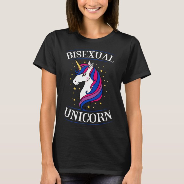 Bisexual Unicorn Elegant Magical Bisexual Pride Lo T-Shirt (Front)