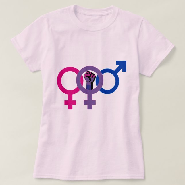 Bisexual Woman Power LGBT T-Shirt (Design Front)