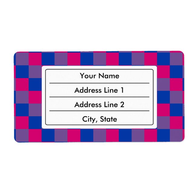 Bisexuality colors checkered pattern label (Front)