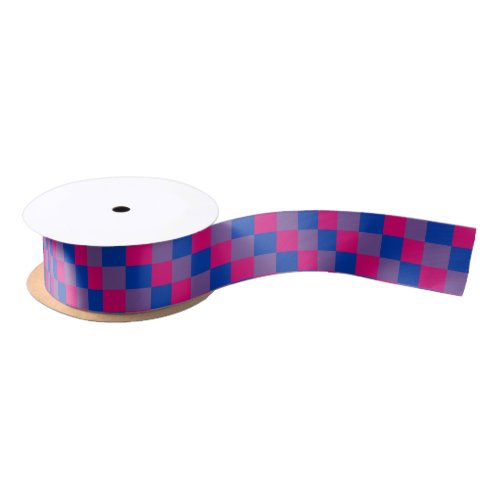 Bisexuality colors checkered pattern ribbon