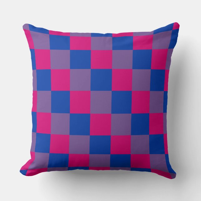 Bisexuality colors checkered pattern throw pillow (Front)