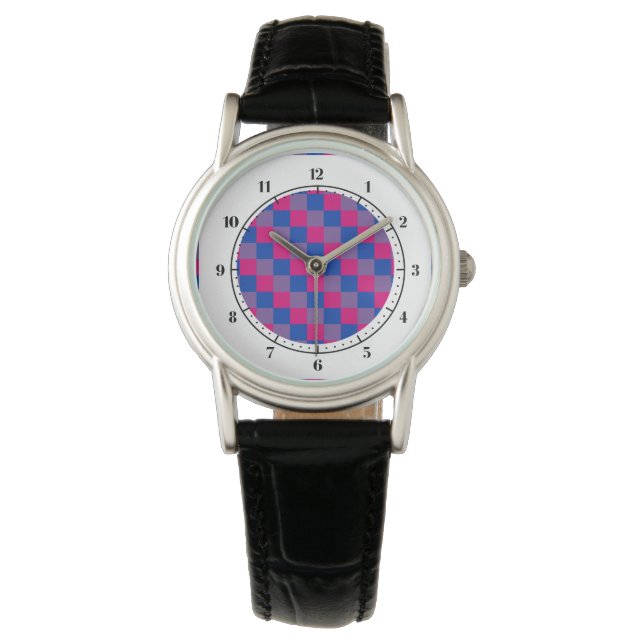 Bisexuality colors checkered pattern watch (Front)