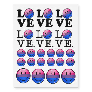 Bisexuality Flag inside the Word Love Temporary Tattoos
