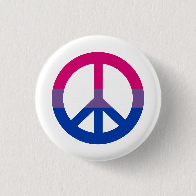 Bisexuality flag peace sign button (Front)