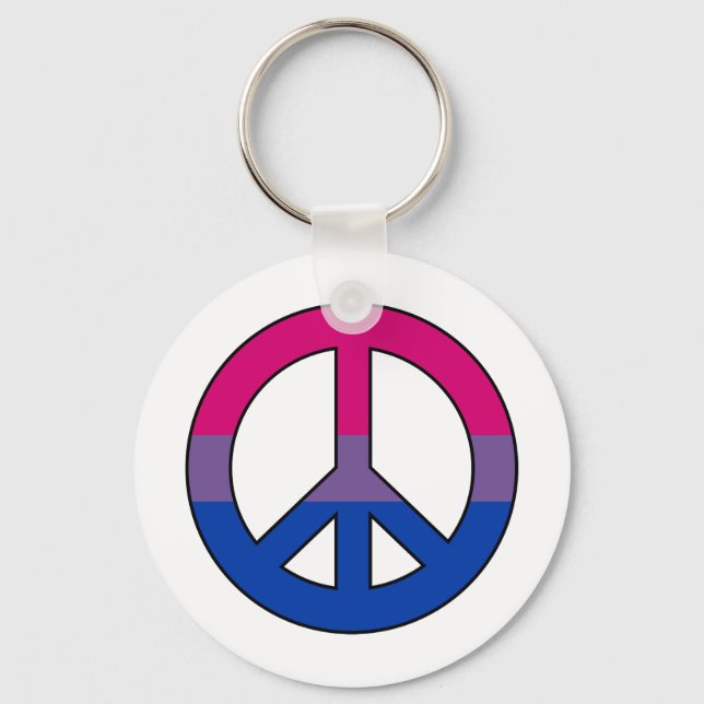 Bisexuality flag peace sign Keychain (Front)