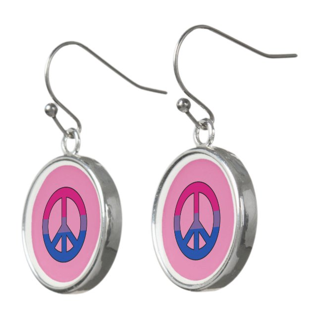 Bisexuality peace symbol earrings (Angled)