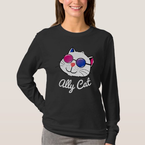 Bisexuality Pride Ally Cat Cute Lgbtq Bisexual Bi  T_Shirt