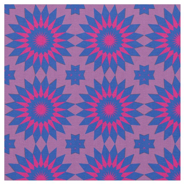 Bisexuality pride colors /purple flower pattern fabric (Close Up)