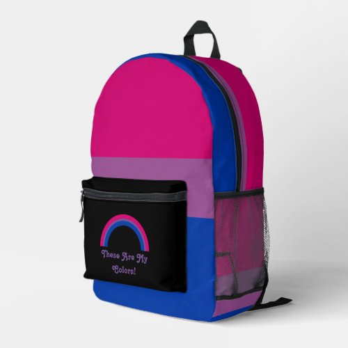 Bisexuality pride flag and rainbow custom text printed backpack
