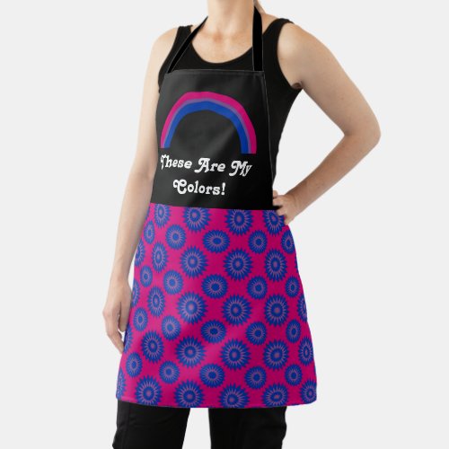 Bisexuality pride flag and rainbow with text apron