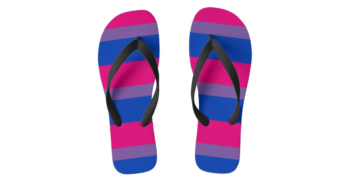 Bisexuality pride flag flip flops | Zazzle
