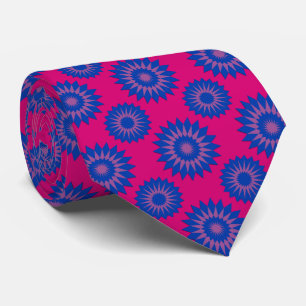 Bisexuality pride flag / pink flower pattern neck tie