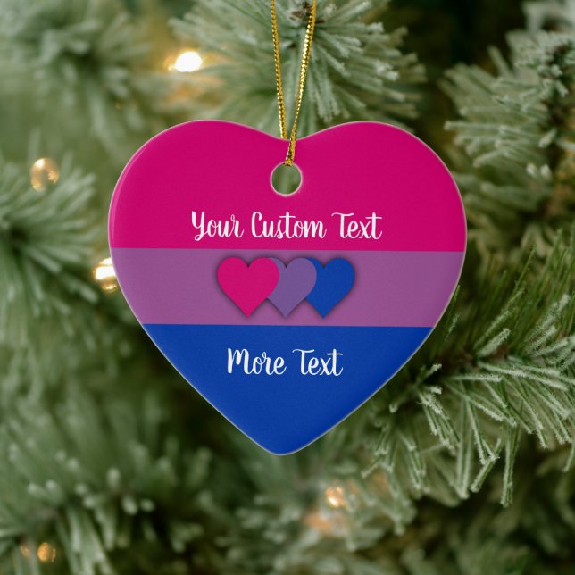 Bisexuality pride flag with text ceramic ornament (Tree)