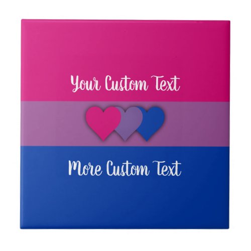 Bisexuality pride flag with text ceramic tile