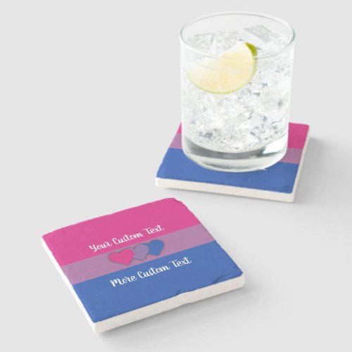 Bisexuality pride flag with text coaster