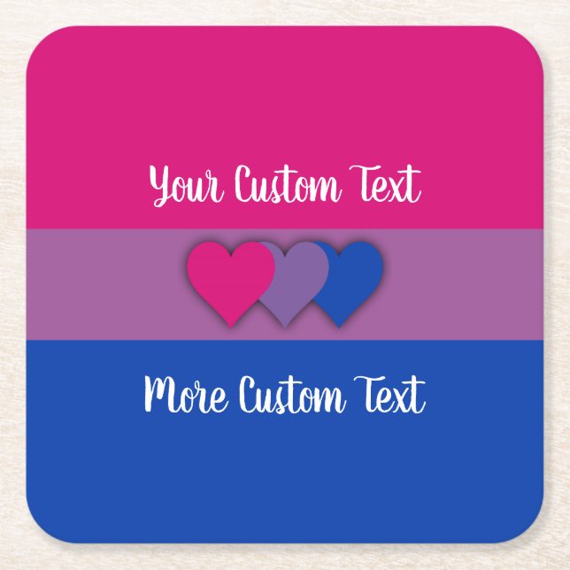 Bisexuality pride flag with text coaster (Front)