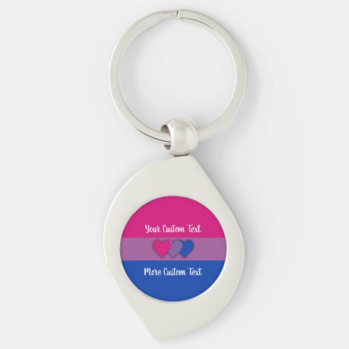 Bisexuality pride flag with text keychain