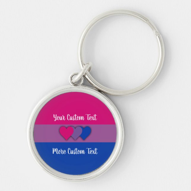 Bisexuality pride flag with text keychain (Front)