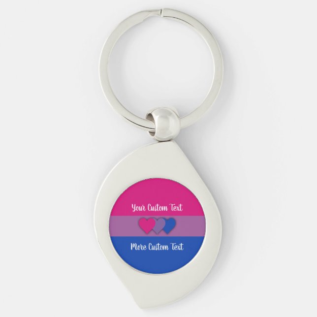 Bisexuality pride flag with text keychain (Front)
