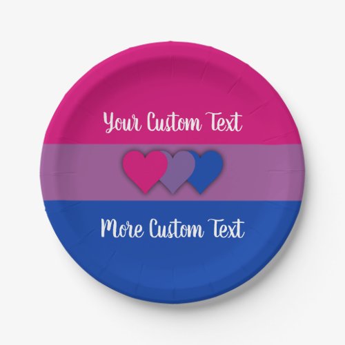 Bisexuality pride flag with text paper plates