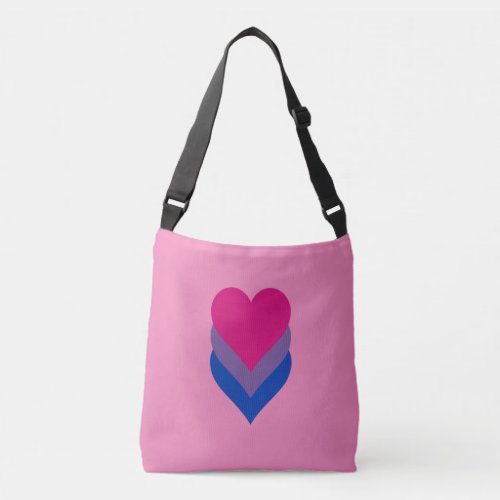 Bisexuality pride hearts crossbody bag