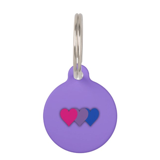 Bisexuality pride hearts pet ID tag (Front)