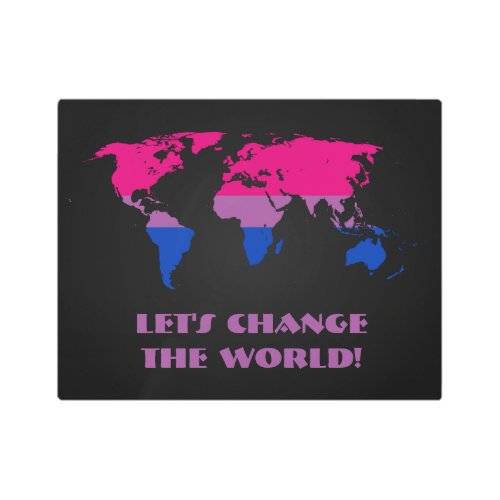 Bisexuality Pride Map of The World Metal Wall Art