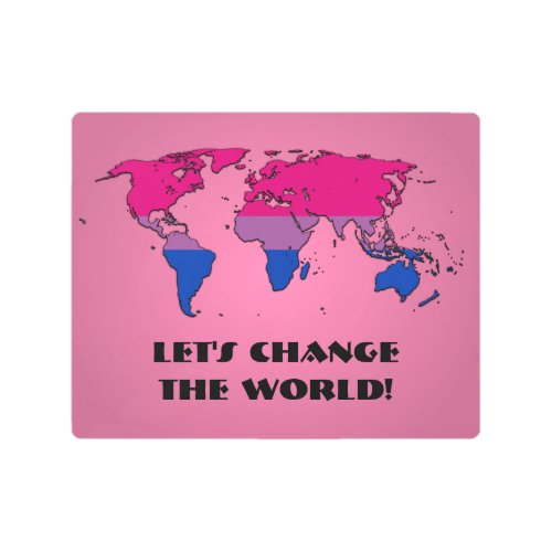 Bisexuality Pride Map of The World Metal Wall Art
