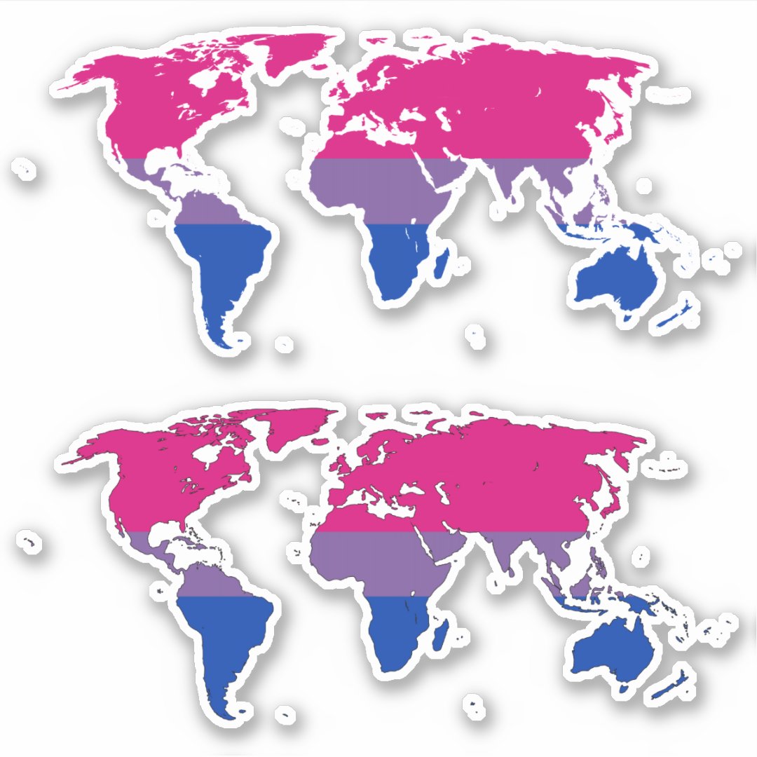 Bisexuality Pride Map Of The World Sticker Zazzle