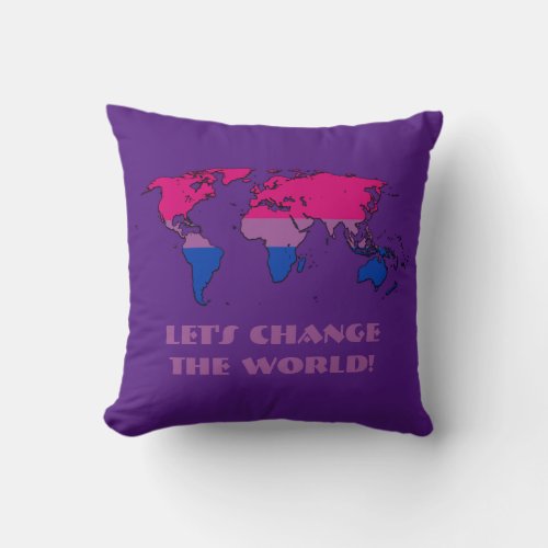 Bisexuality  Pride Map of The World Throw Pillow