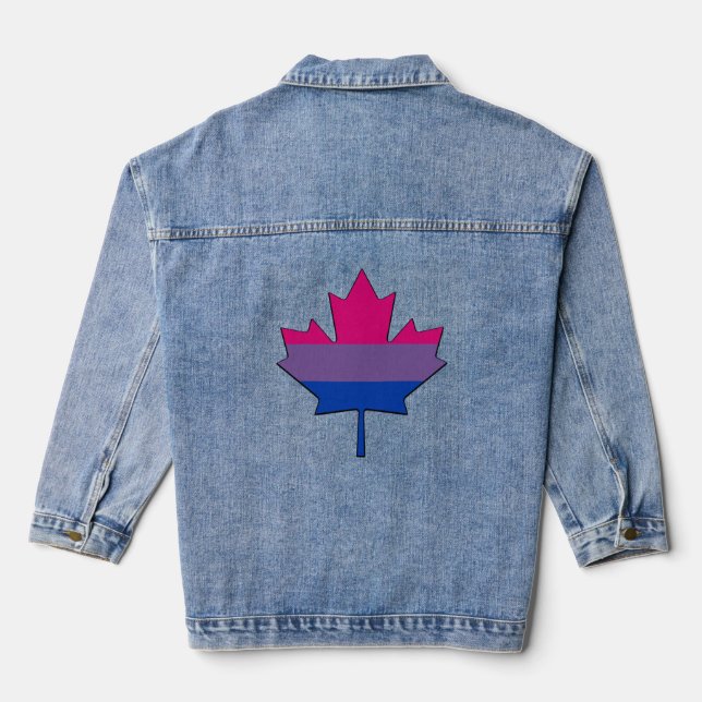 Bisexuality pride maple leaf  denim jacket (Back)