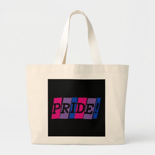 Bisexuality pride text sign  large tote bag