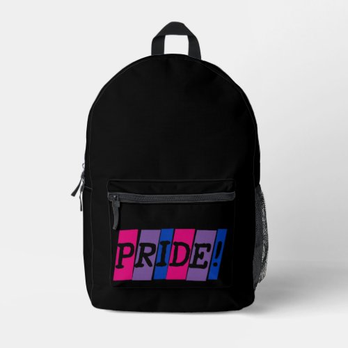 Bisexuality pride text sign  printed backpack