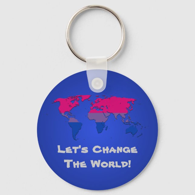 Bisexuality pride world map Keychain (Front)