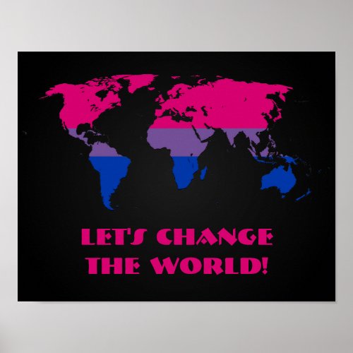 Bisexuality pride world map poster