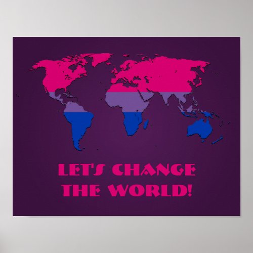 Bisexuality pride world map poster