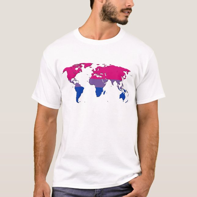 Bisexuality pride world map T-Shirt (Front)