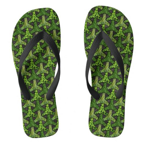 Bishamon moss geometric tesselation flip flops