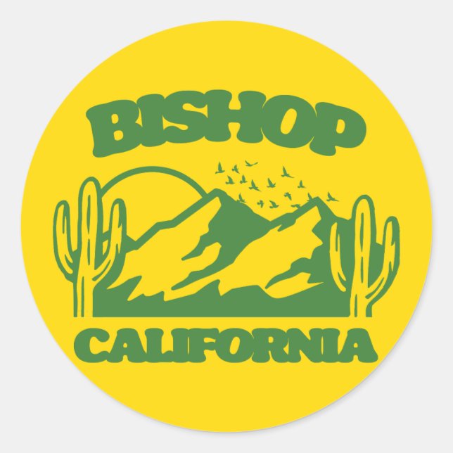 Bishop California Classic Round Sticker (Front)