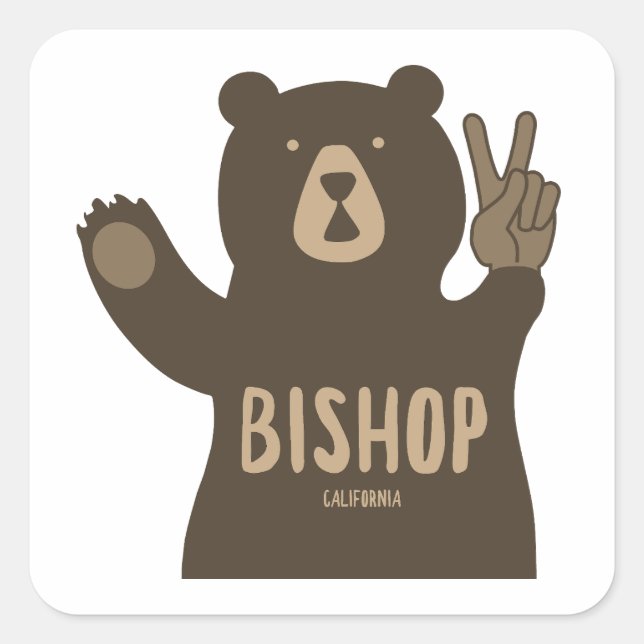 Bishop California Peace Bear Square Sticker (Front)
